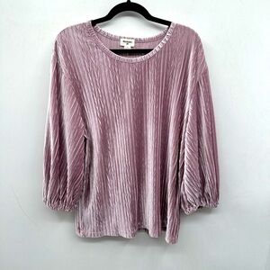 WORLD MARKET purple textured burnout velvet dark romantic feminine top L/XL